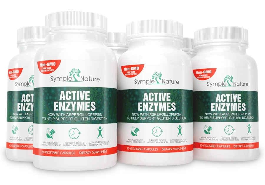 Symple Nature Active Enzymes – 6 Bottle Value Pack for Long-Term Digestive Health