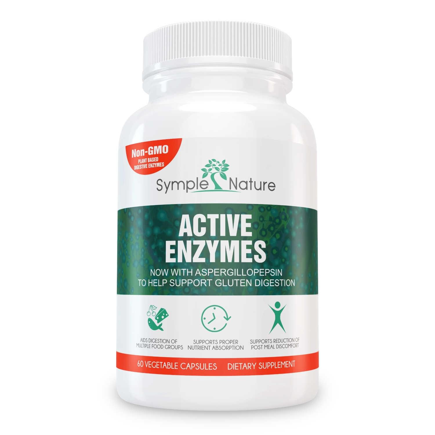 Symple Nature Active Enzymes Digestive Supplement – Full Spectrum Plant-Based Enzymes for Bloating and Gut Support